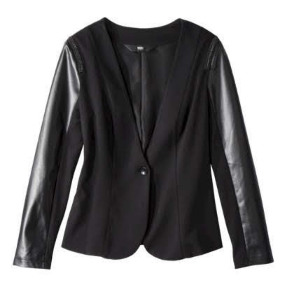 Mossimo Black Bazer w/ Faux Leather Sleeves